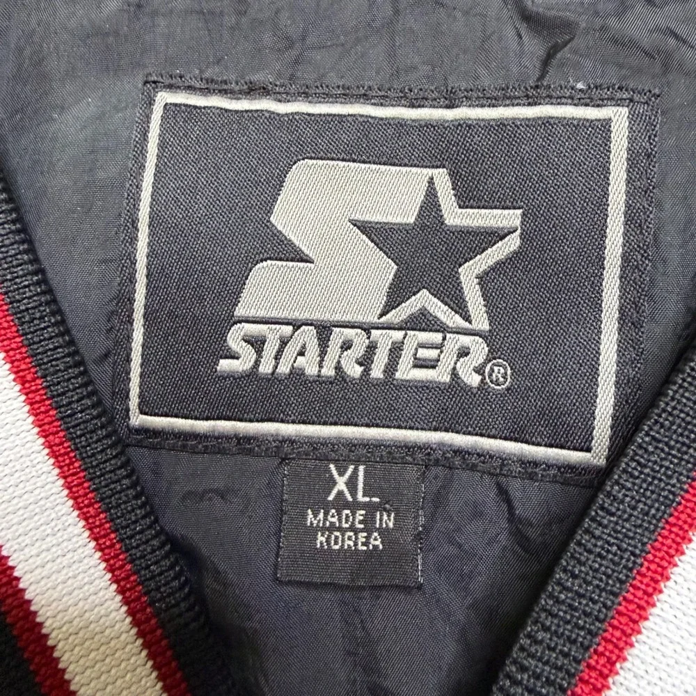 Starter Windbreaker Pullover Mens XL Black Vintage 90s V-Neck Embroidered Logo